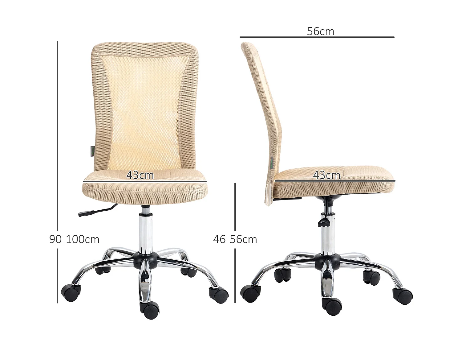 Cadeira de Escritório Giratória Vinsetto com Ajuste de Altura e Design Compacto