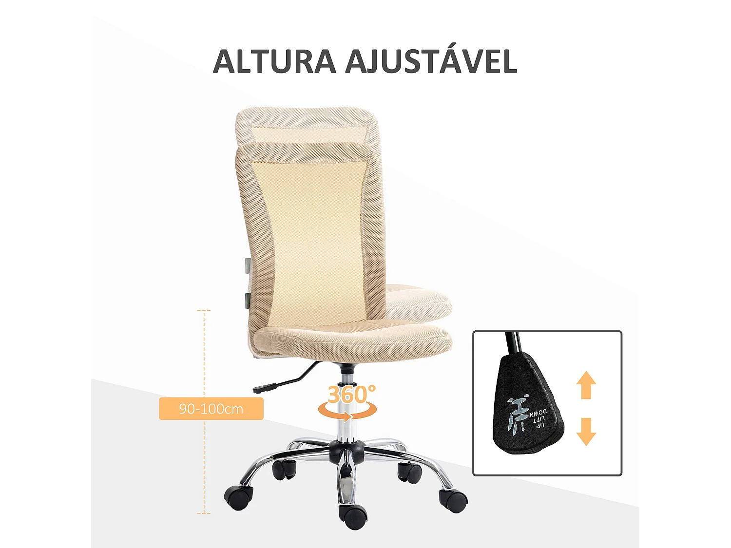 Cadeira de Escritório Giratória Vinsetto com Ajuste de Altura e Design Compacto