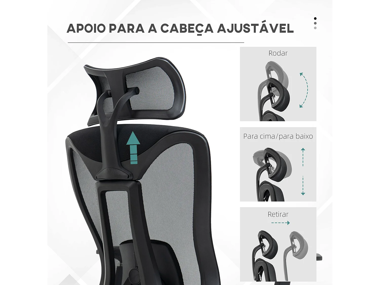 Silla de oficina Lemur Vinsetto con reposacabezas negro 120-128x70x66 cm