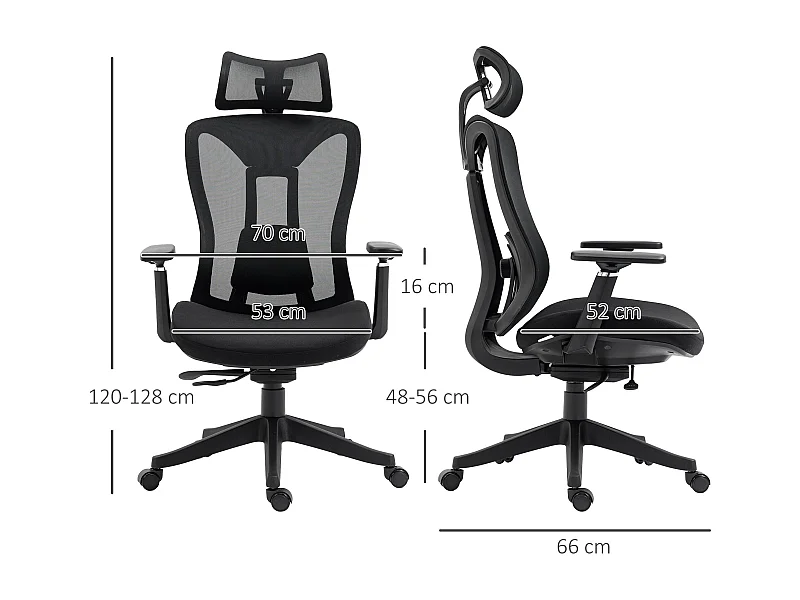 Cadeira de Escritório Vinsetto Reclinável com Apoio de Cabeça e Suporte Lombar Ajustável