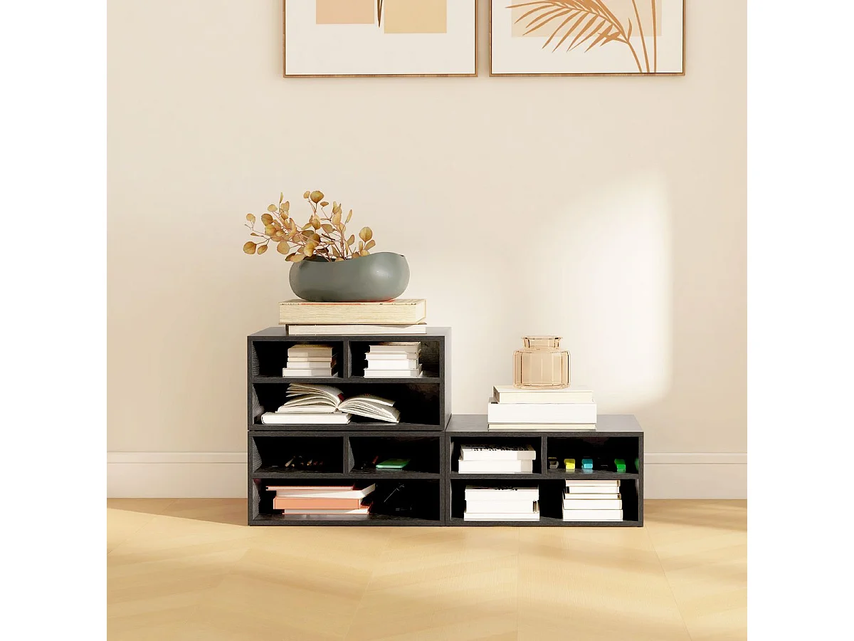 Suporte Moderno para Impressora com Compartimentos - Móvel Auxiliar Estilo Oslo 47x40x22,5 cm Preto