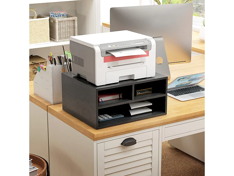 Mueble auxiliar Maho Homcom 3 compartimentos negro 22,5x47x40 cm