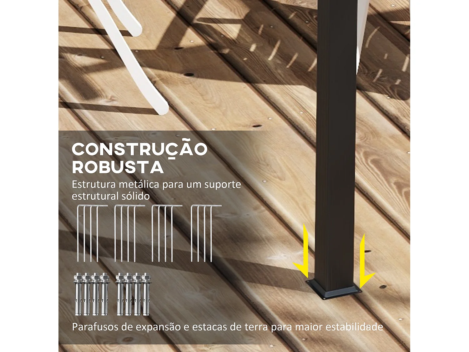 Pérgola Outsunny techo retráctil con toldos laterales beige 227x300x300 cm