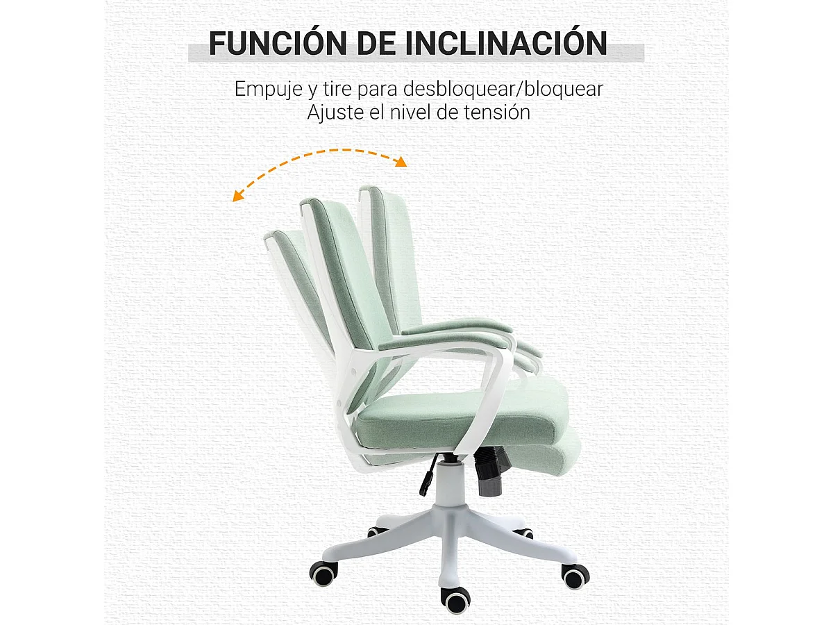 Cadeira de Escritório Ergonómica Vinsetto com Altura Ajustável e Apoio Lombar - Verde