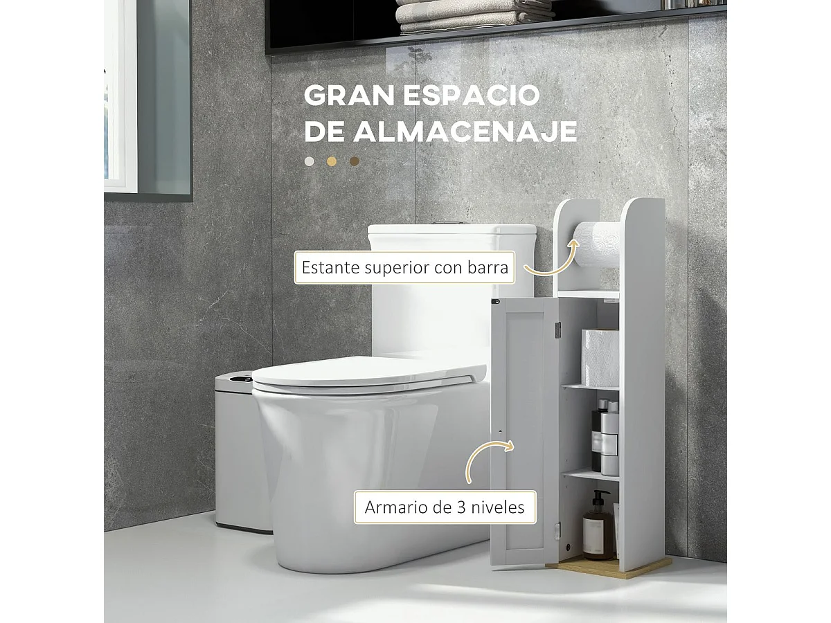 Columna portarrollos Siena Kleankin con puerta blanco 80x20x20 cm