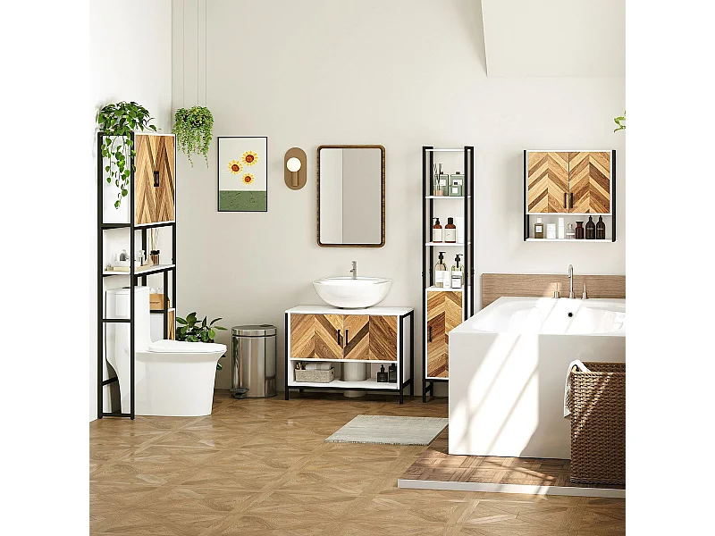 Mueble de baño Nara Homcom alto nogal 170x30x30 cm