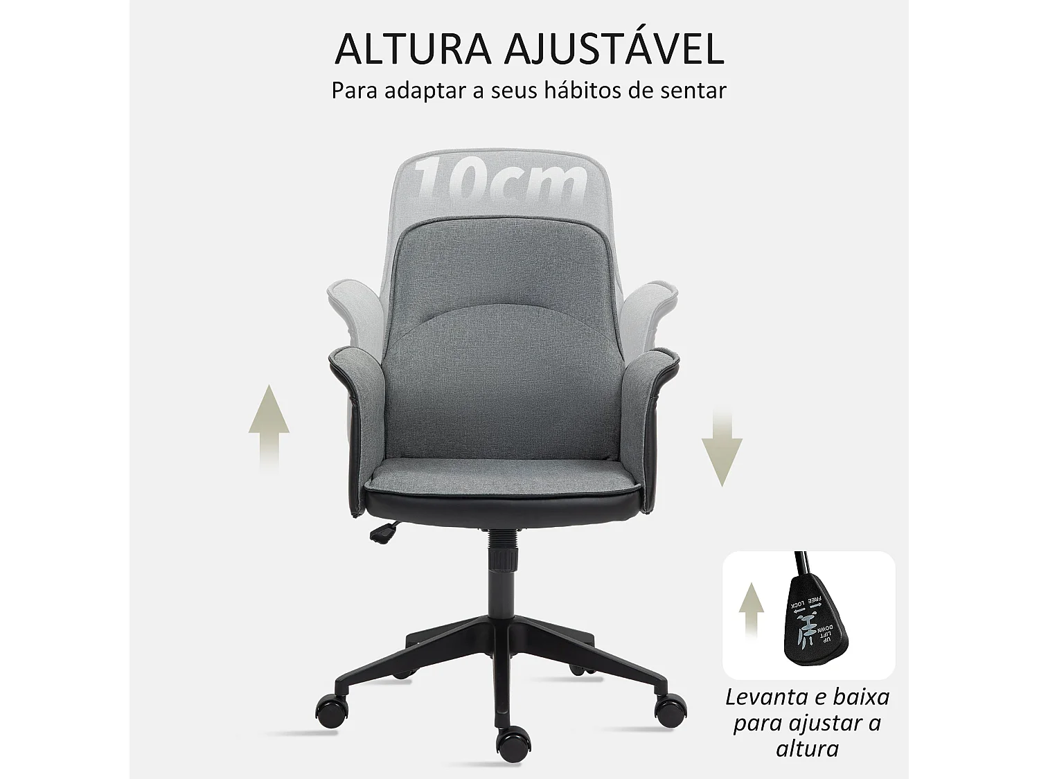 Silla de oficina Jaca Homcom altura ajustable gris 93-103x66x65 cm