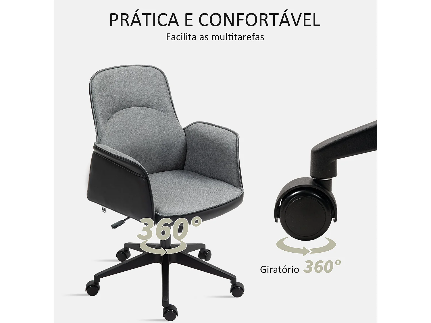 Cadeira de Escritório Giratória com Ajuste de Altura e Apoio para Braços - Conforto e Estilo Moderno