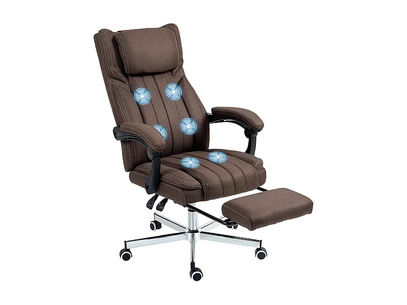 Silla de oficina Soft reclinable + 6 puntos de masaje + reposapiés retráctil marrón oscuro 105-113x65x61 cm