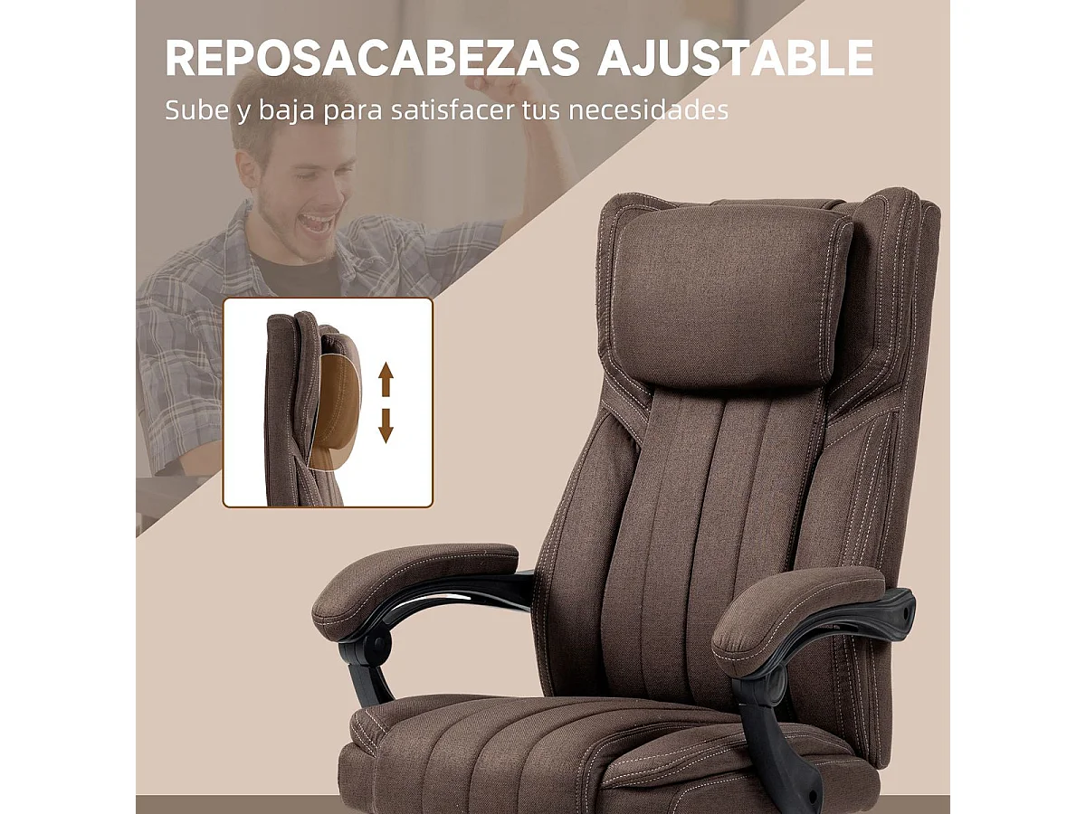 Silla de oficina Soft reclinable + 6 puntos de masaje + reposapiés retráctil marrón oscuro 105-113x65x61 cm