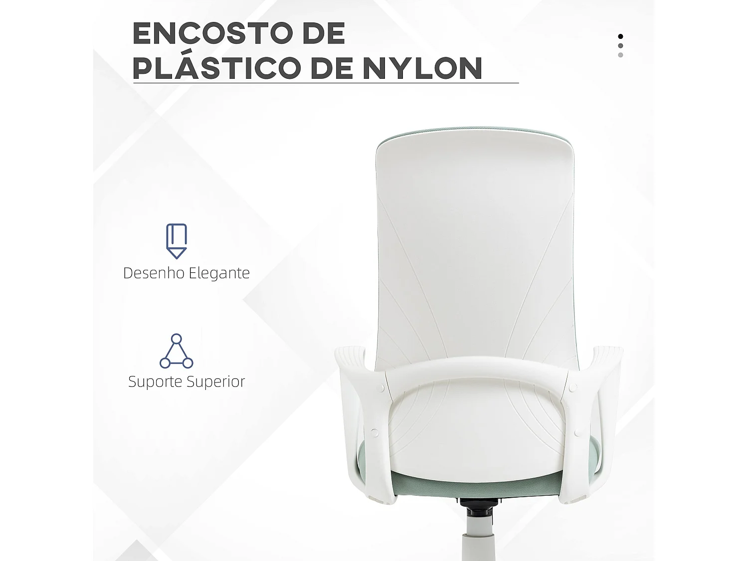 Cadeira de Escritório Ergonómica Vinsetto Verde com Apoio para os Braços e Altura Ajustável