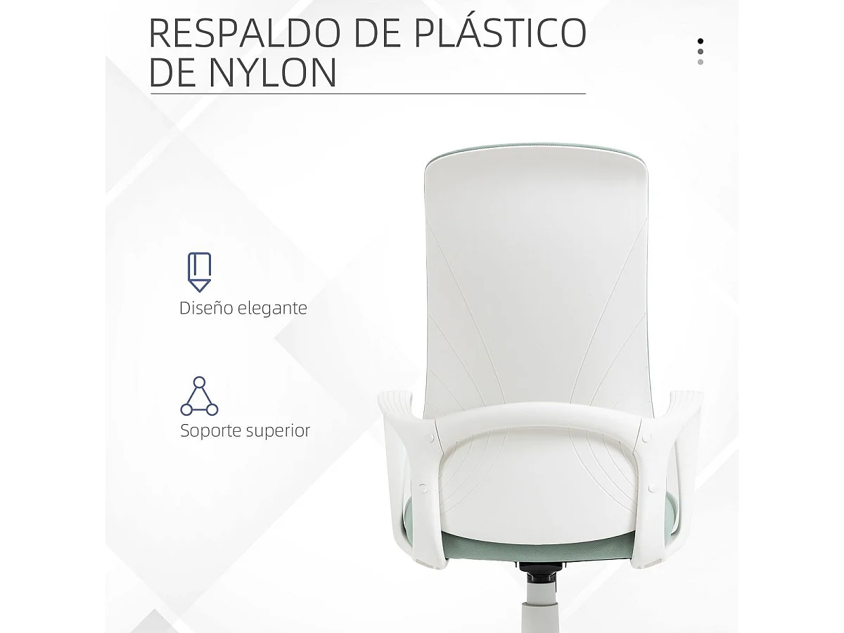 Cadeira de Escritório Ergonómica Vinsetto Verde com Apoio para os Braços e Altura Ajustável