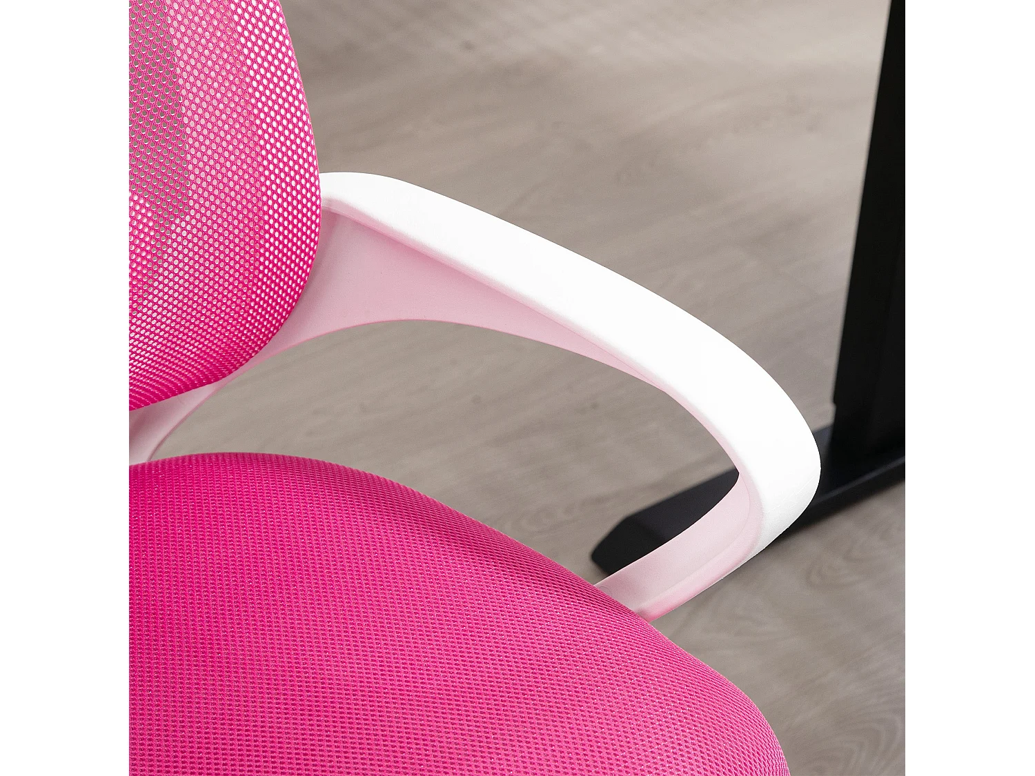 Silla de oficina Waco Homcom basculante con reposabrazos + ruedas rosa 89-109x57x55 cm