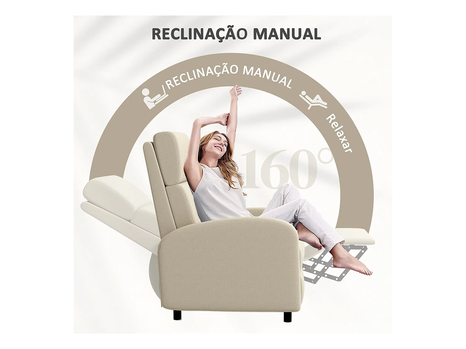 Sillón relax Balboa Homcom reclinable crema 102x64x86 cm