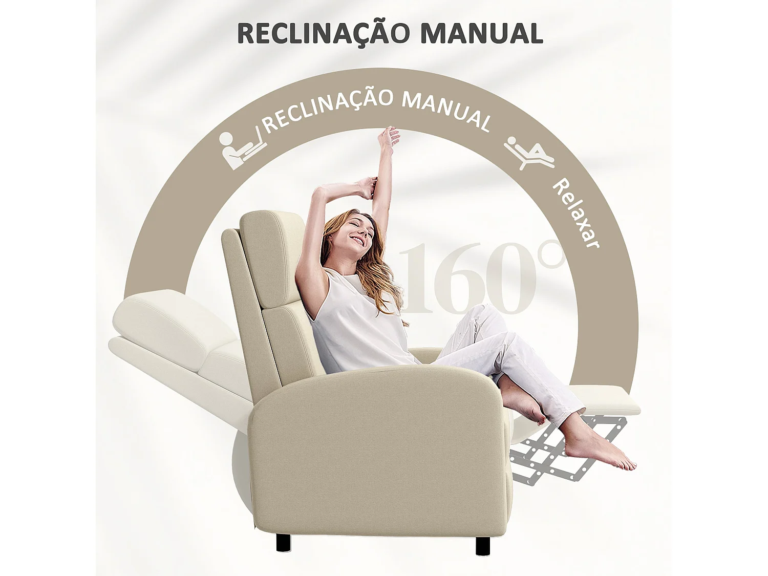 Poltrona Reclinável Manual Västerås com Apoio para os Pés e Carga de 120 kg para Sala e Dormitório
