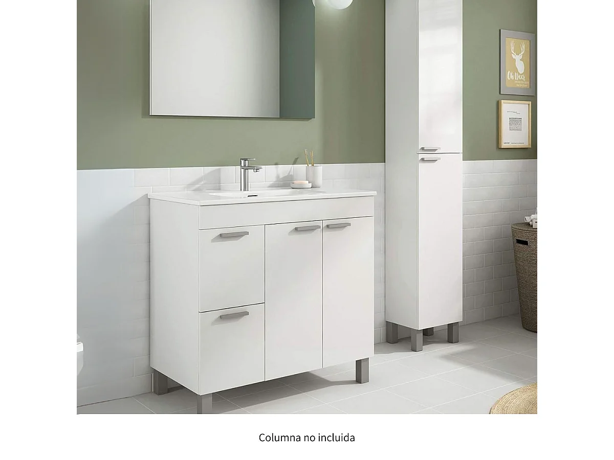 Mueble lavabo Aktiva  + espejo + lavabo blanco