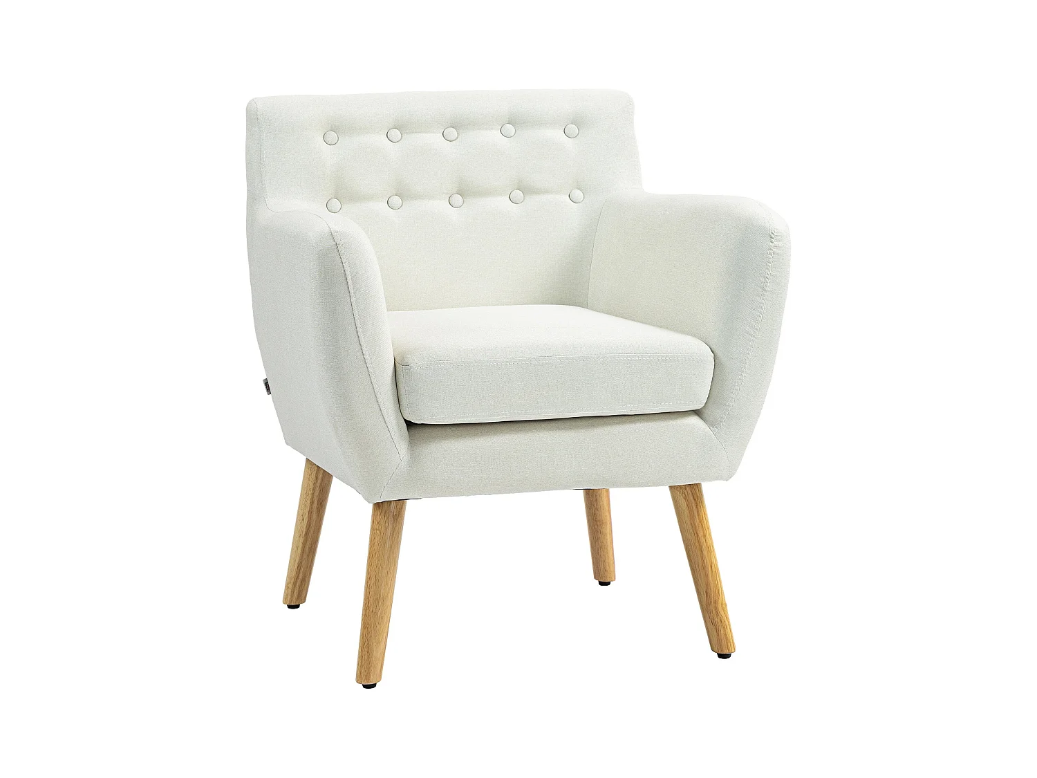 Poltrona Moderna de Estar e Dormitório com Braços e Pés de Madeira - Modelo Helsinki em Creme