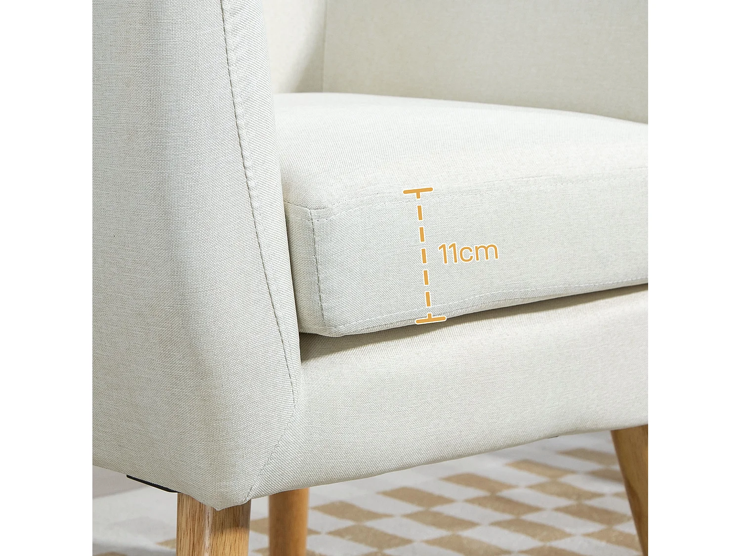 Butaca Merengue Homcom reposabrazos crema 76x68x58,5 cm