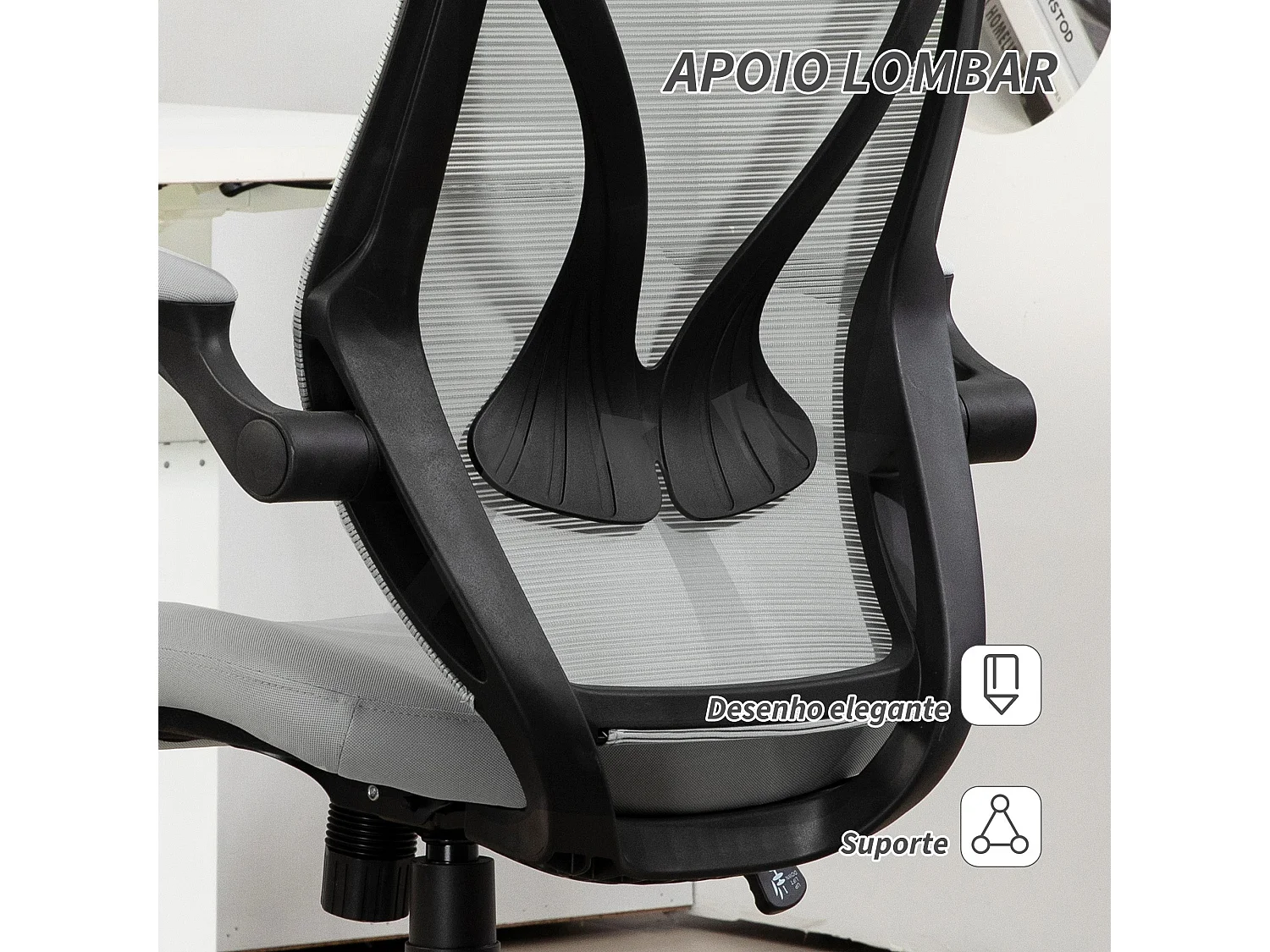 Silla de oficina Álex Homcom basculante altura regulable gris 113-121x66x66 cm