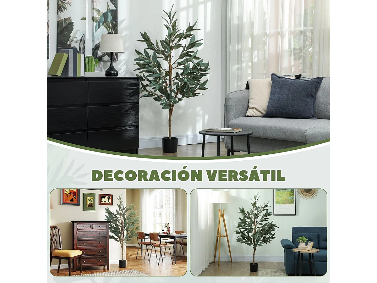 Árbol artificial Homcom imitación Laurel verde 150 cm
