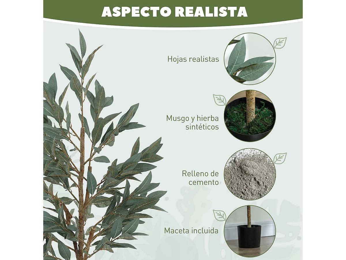Árbol artificial Homcom imitación Laurel verde 150 cm