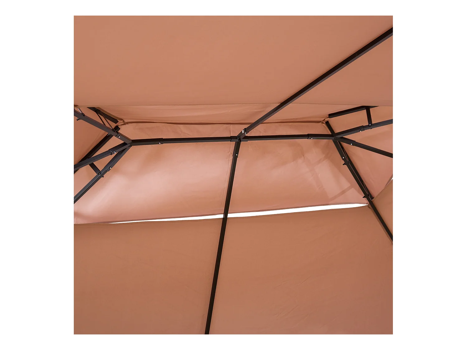 Cenador Lala Outsunny doble techo + cortinas con cremallera marrón/negro 280x400x300 cm