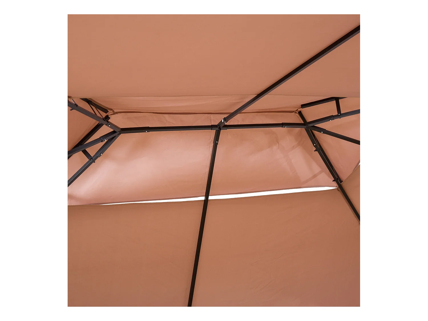 Cenador Lala Outsunny doble techo + cortinas con cremallera marrón/negro 280x400x300 cm