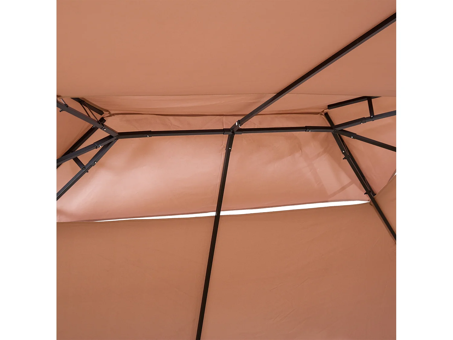 Cenador Lala Outsunny doble techo + cortinas con cremallera marrón/negro 280x400x300 cm