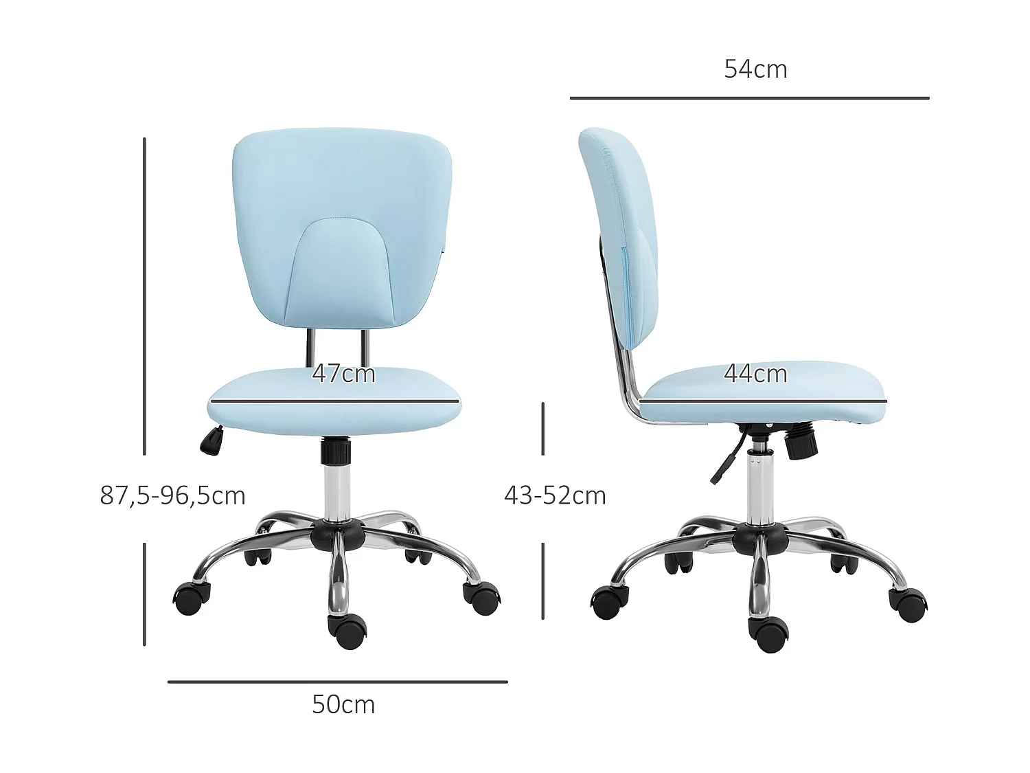 Silla de escritorio Sky Vinsetto altura regulable función basculante azul 87,5-96,5x50x54 cm