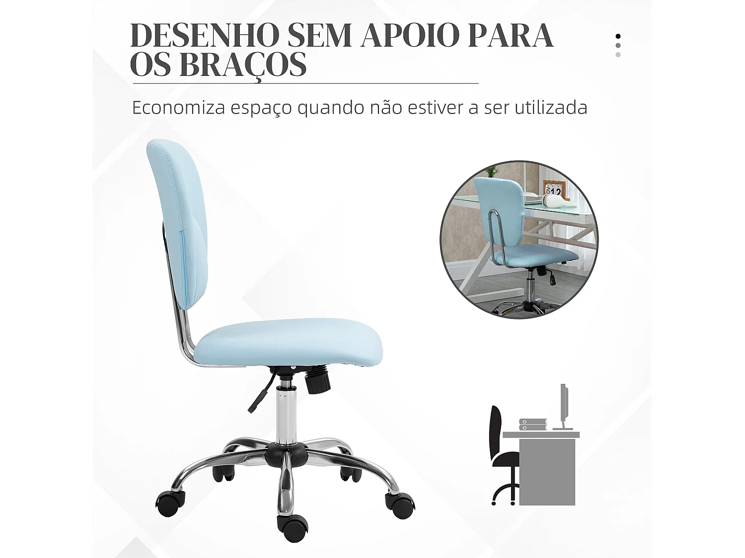 Silla de escritorio Sky Vinsetto altura regulable función basculante azul 87,5-96,5x50x54 cm