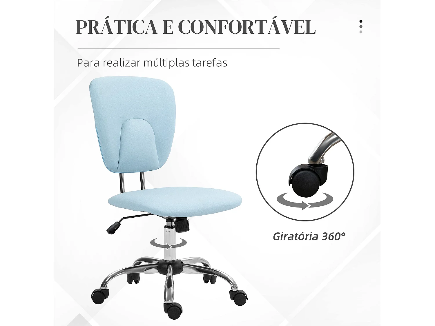 Silla de escritorio Sky Vinsetto altura regulable función basculante azul 87,5-96,5x50x54 cm