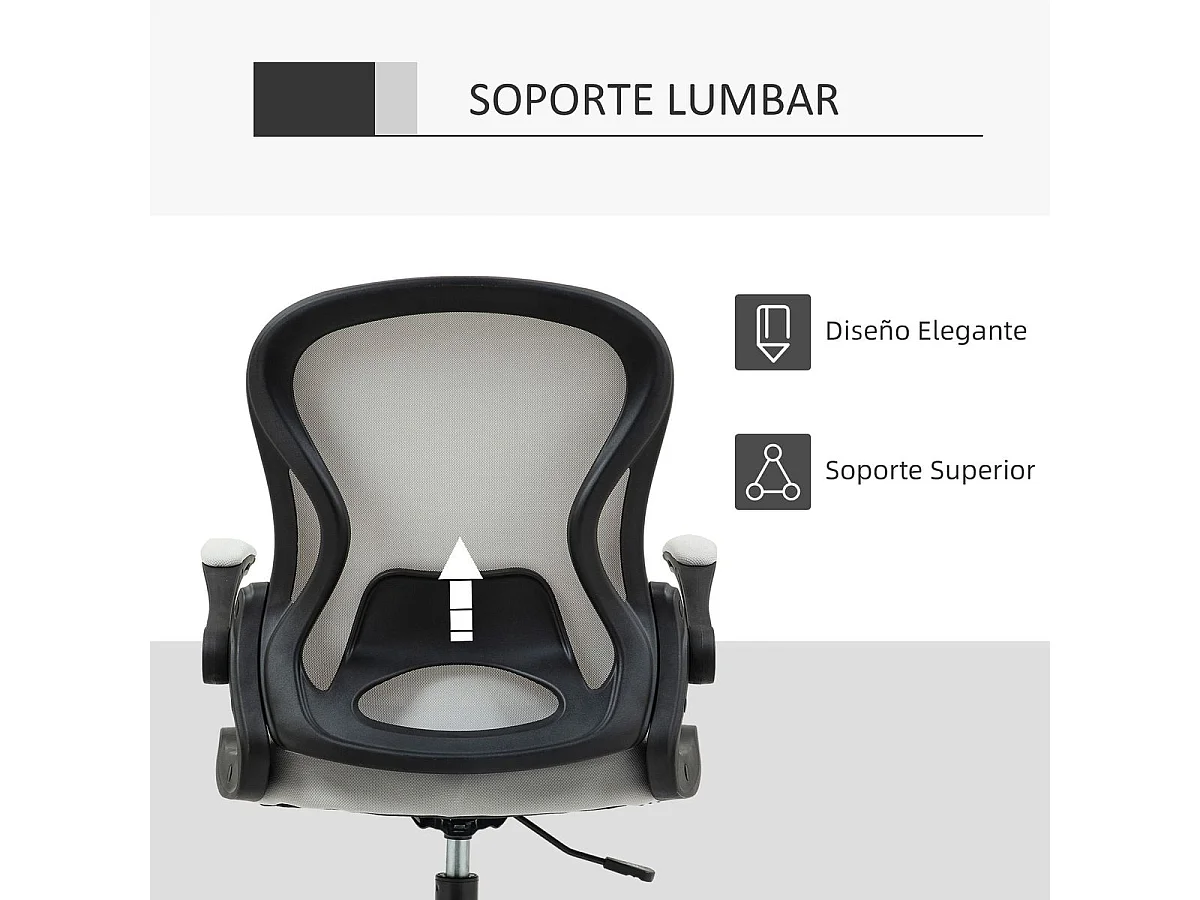 Silla de oficina Mike altura regulable + soporte lumbar + reposapiés blanco 102-122x59x65 cm