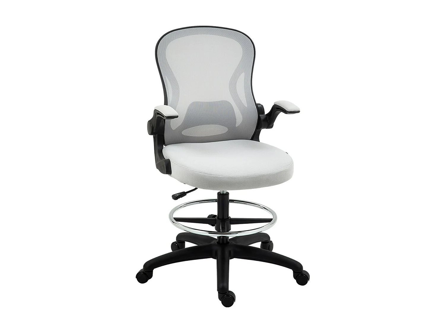 Silla de oficina Mike altura regulable + soporte lumbar + reposapiés blanco 102-122x59x65 cm