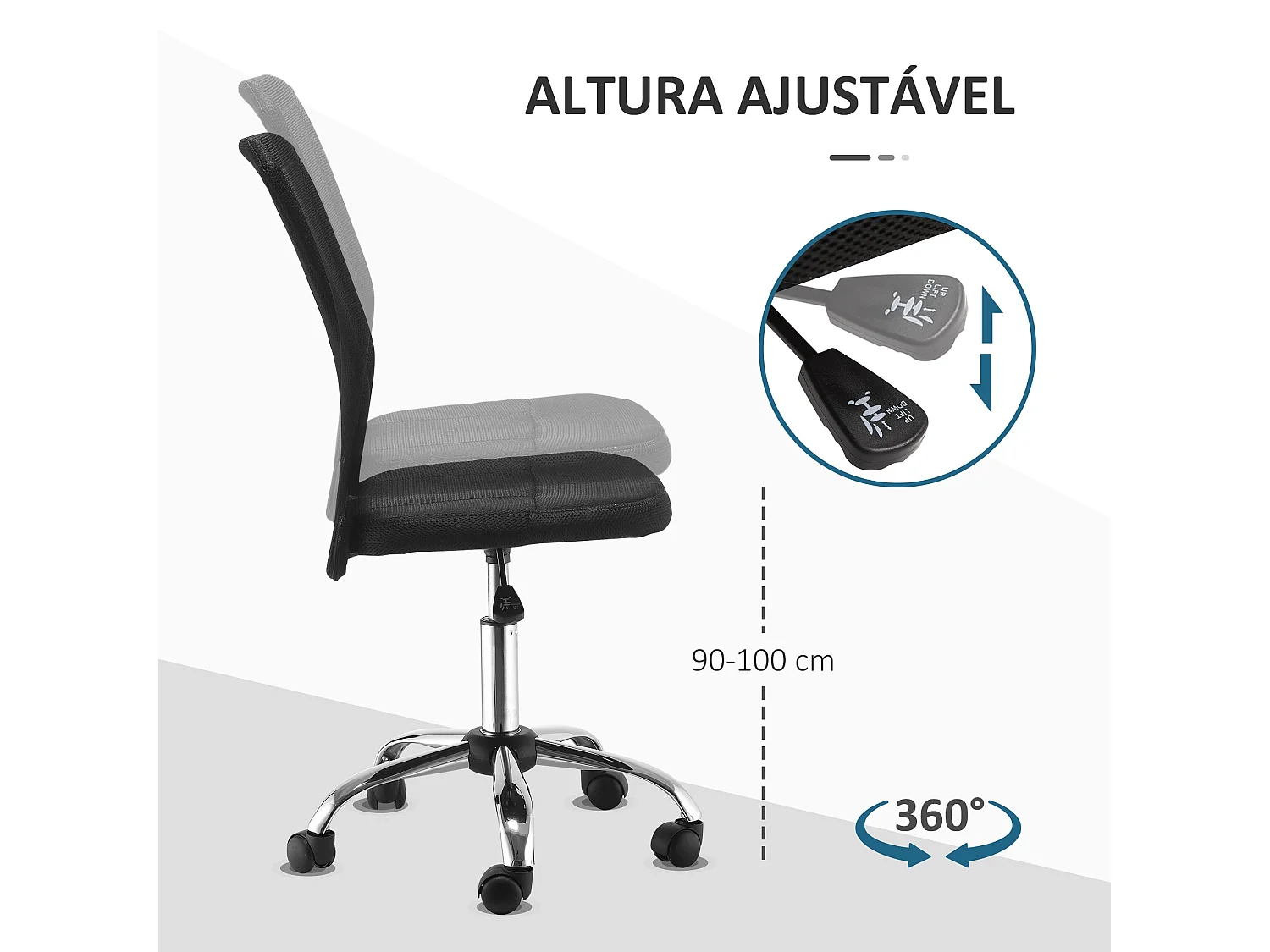 Silla de escritorio Licci Vinsetto giratoria negro 90-100x43x58 cm