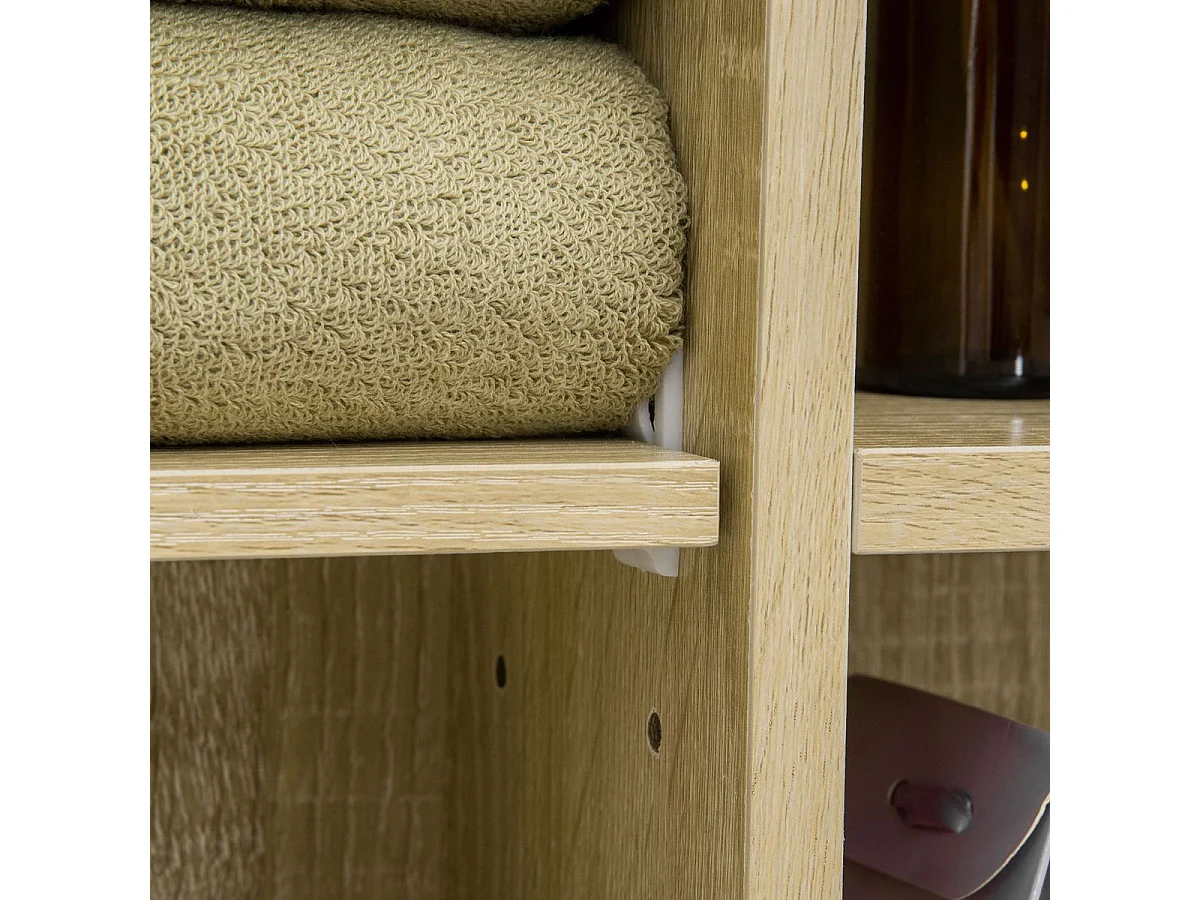 Armario de baño Enebro Kleankin con espejo, estantes y toallero natural 70x60x15 cm