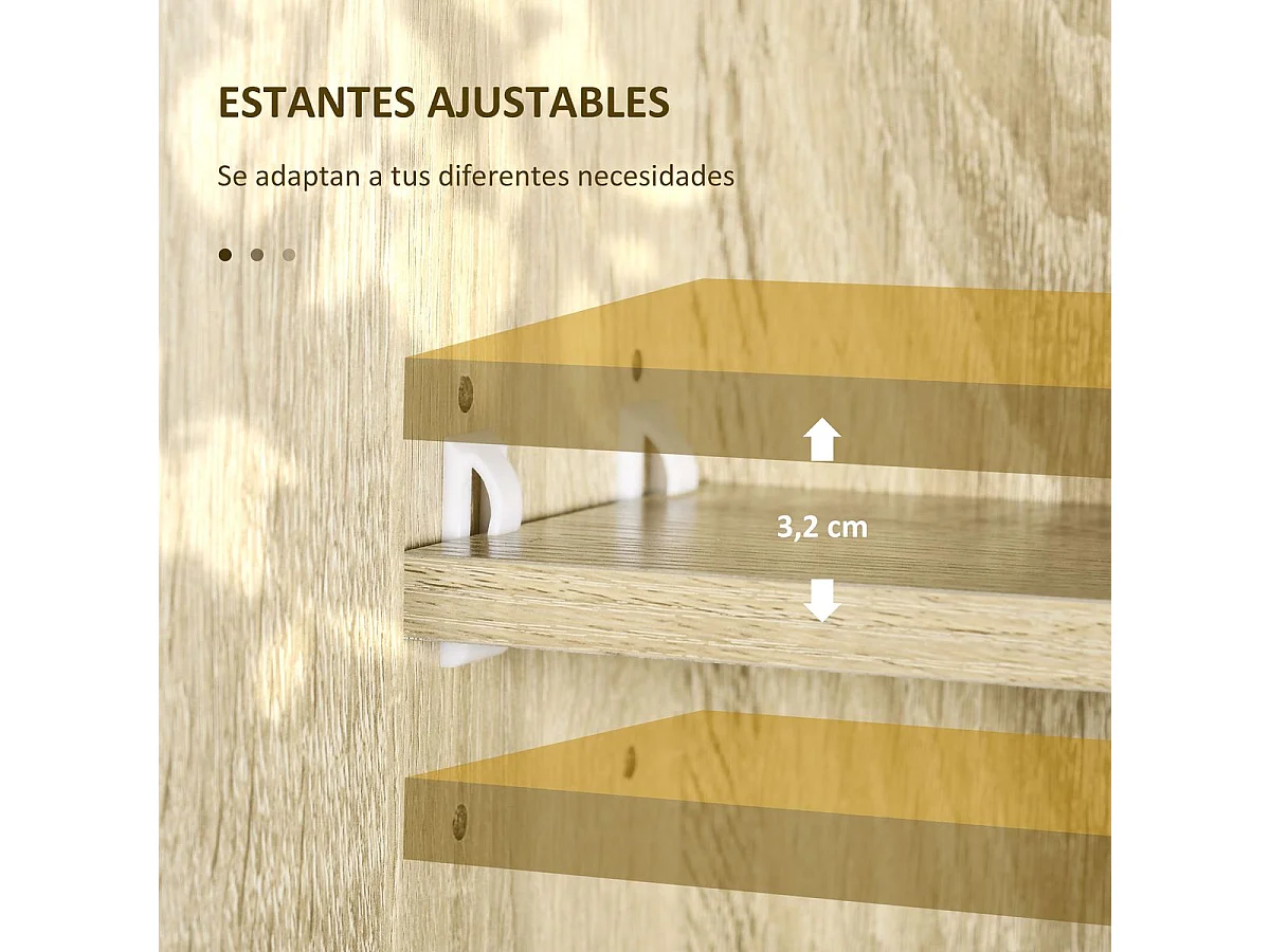 Armario de baño Enebro Kleankin con espejo, estantes y toallero natural 70x60x15 cm