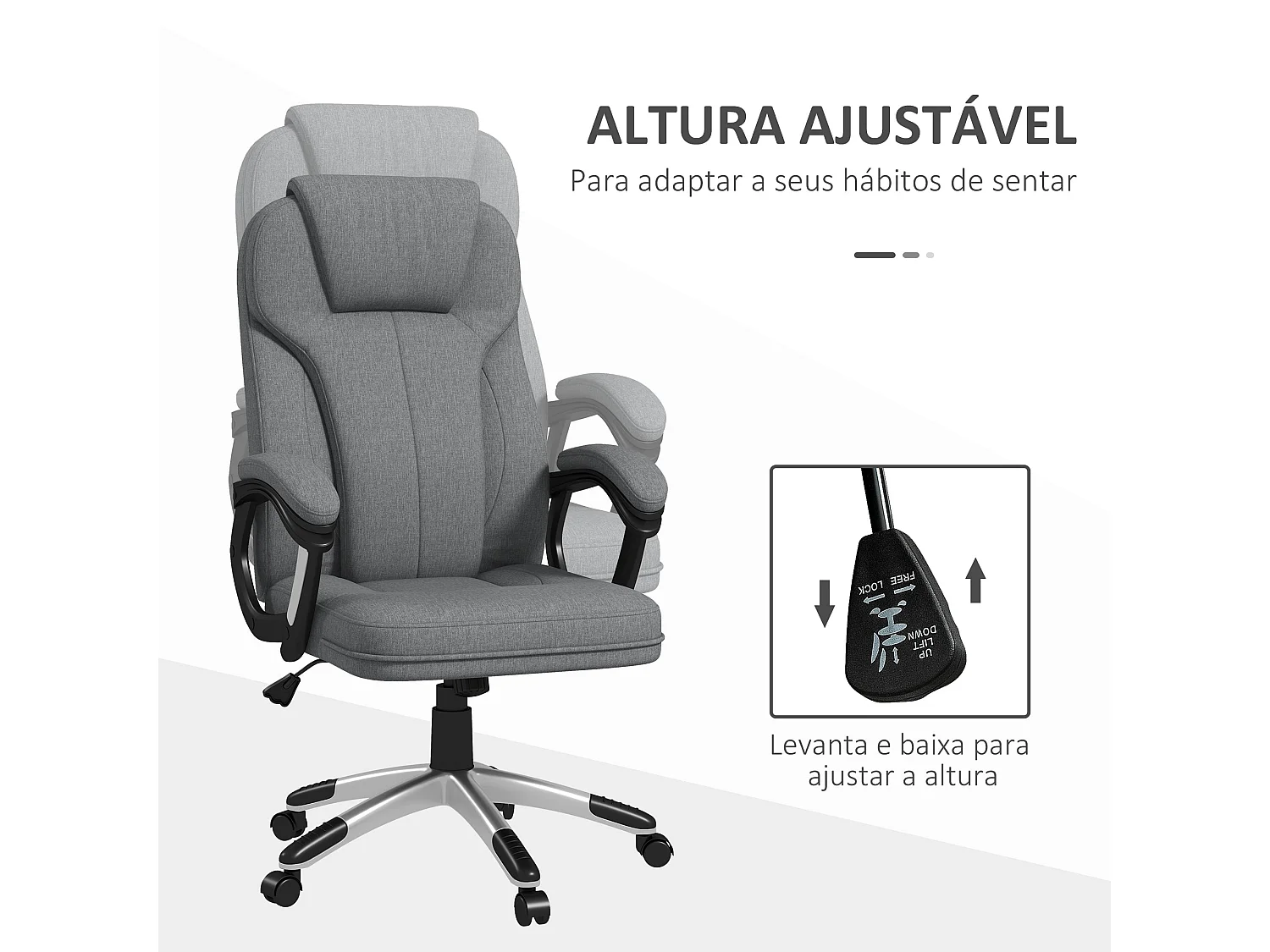 Silla de oficina Azal Vinsetto altura ajustable basculante gris 110-120x66x75 cm