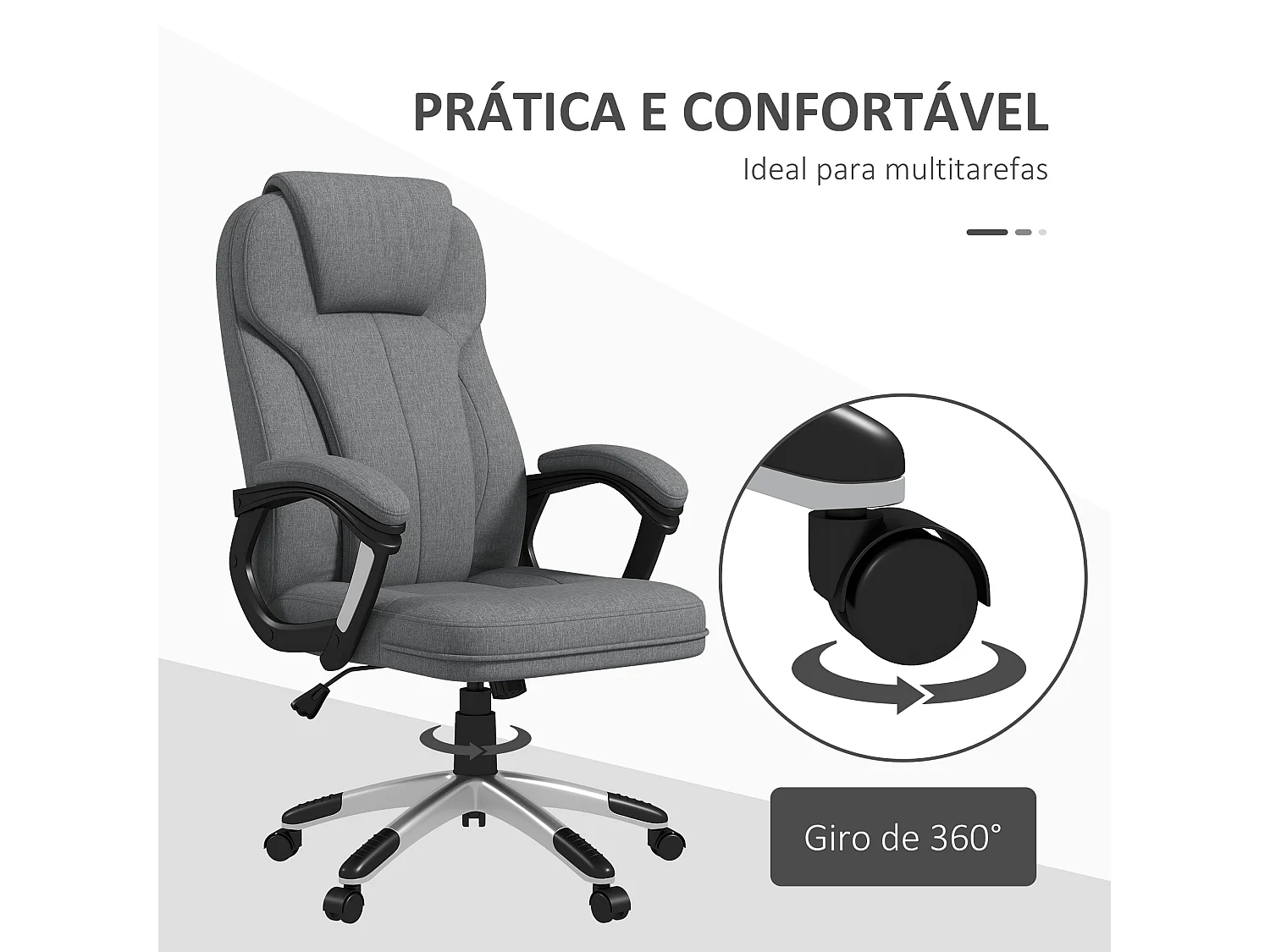 Silla de oficina Azal Vinsetto altura ajustable basculante gris 110-120x66x75 cm