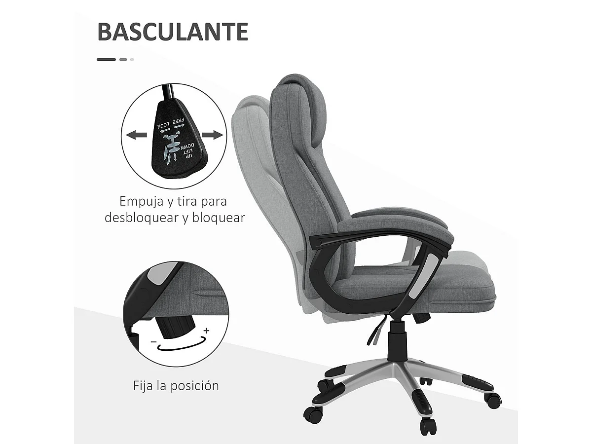 Silla de oficina Azal Vinsetto altura ajustable basculante gris 110-120x66x75 cm