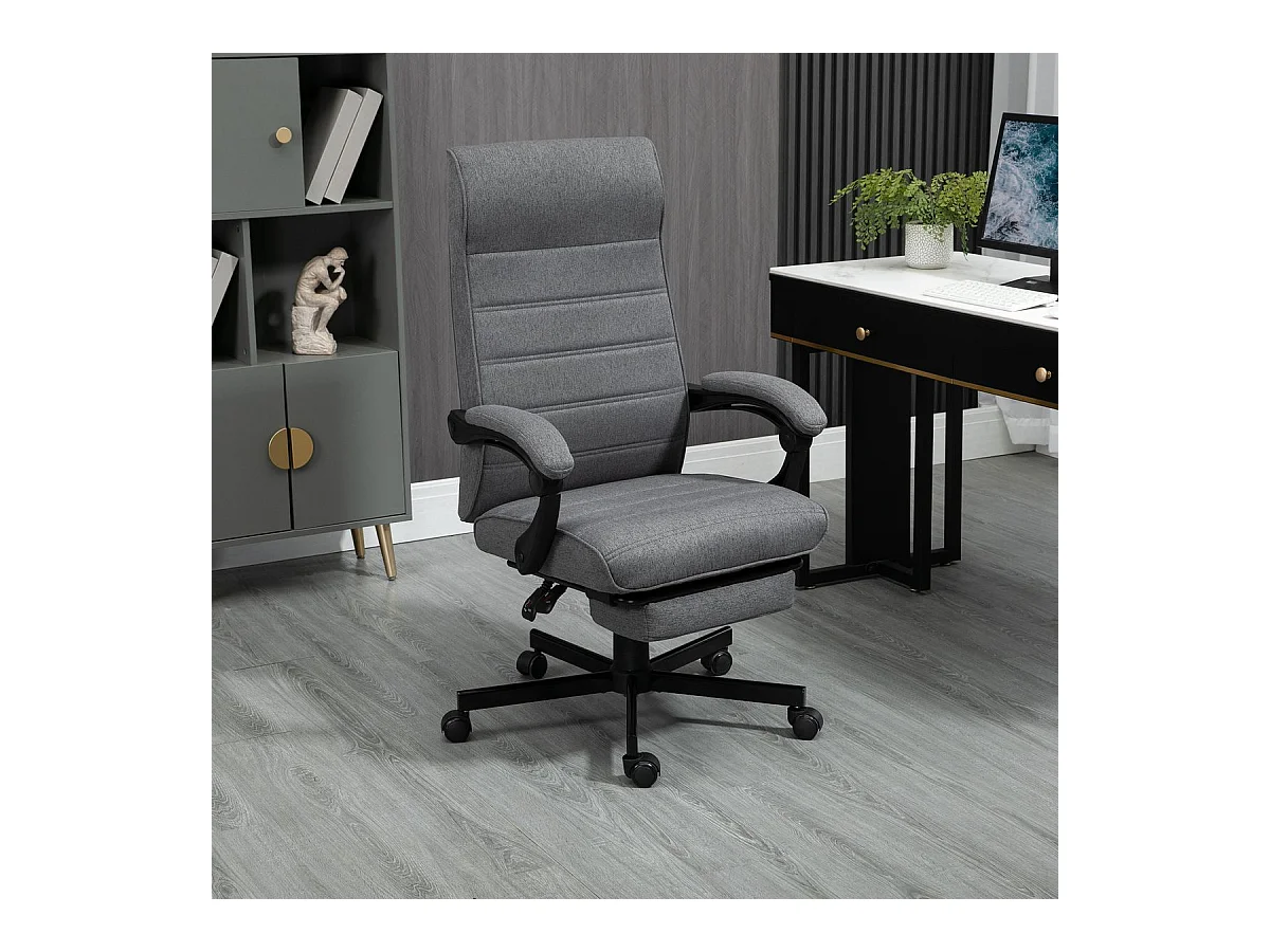 Silla de escritorio Adolfo Vinsetto reclinable + reposapiés retráctil gris 106-114x68x67 cm