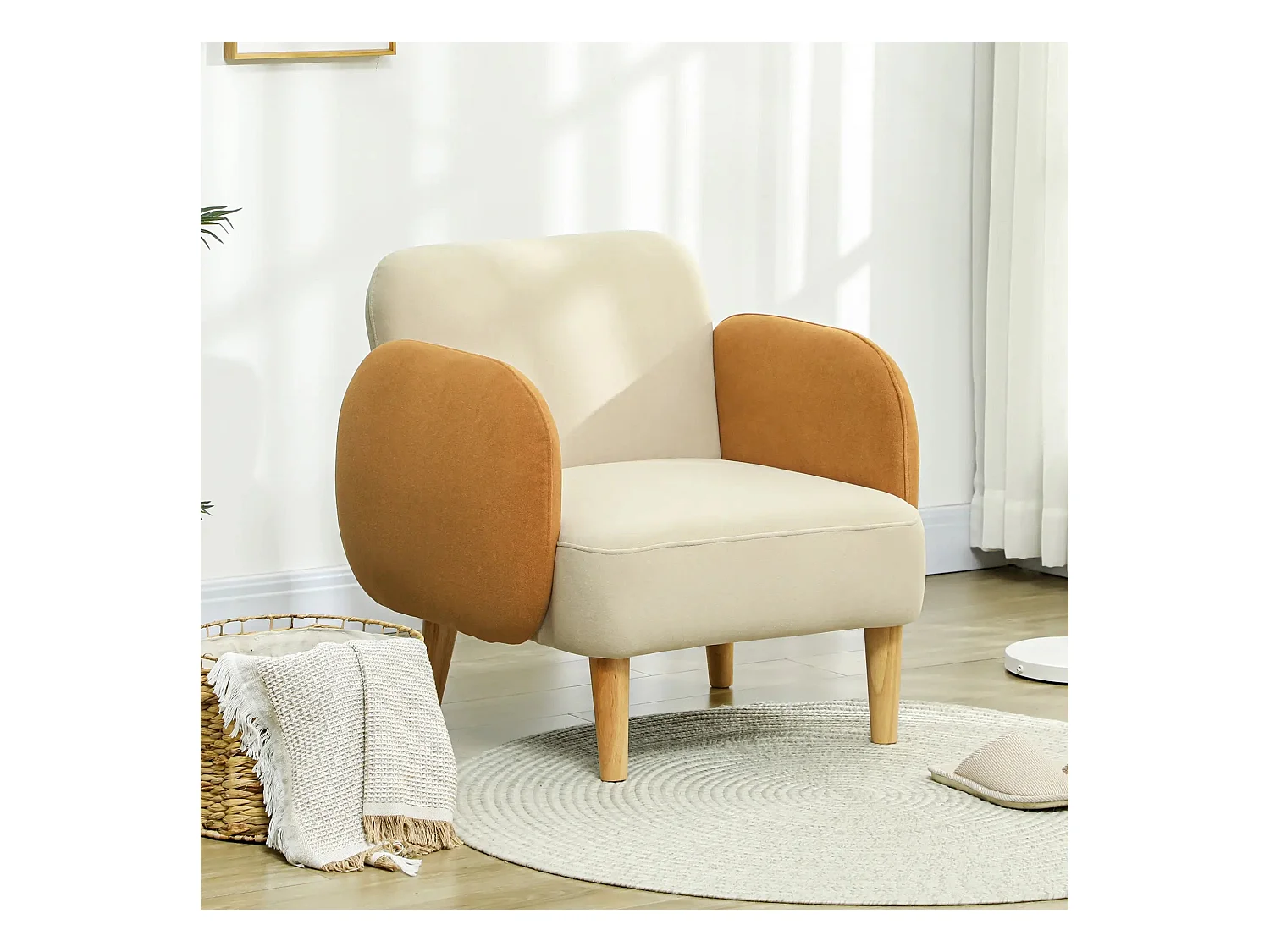 Butaca Club Homcom con reposabrazos beige 82x72x87 cm