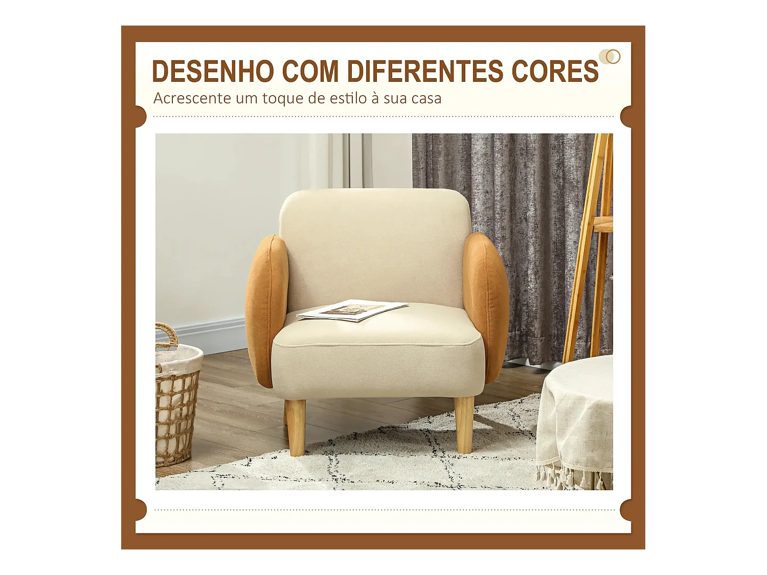 Butaca Club Homcom con reposabrazos beige 82x72x87 cm