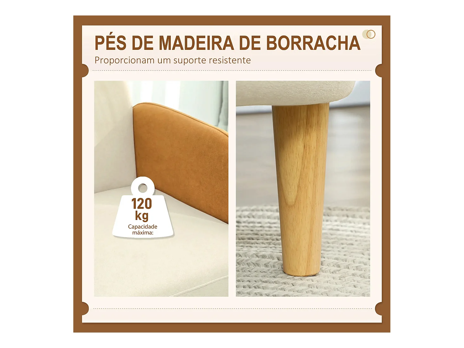 Butaca Club Homcom con reposabrazos beige 82x72x87 cm