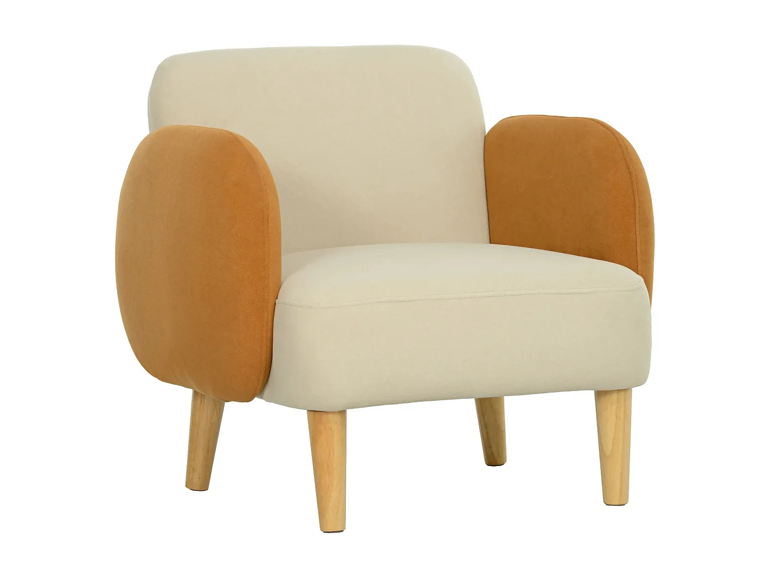 Poltrona Fluffy em Veludo Bege e Ocre - Conforto e Estilo Moderno para Sua Casa