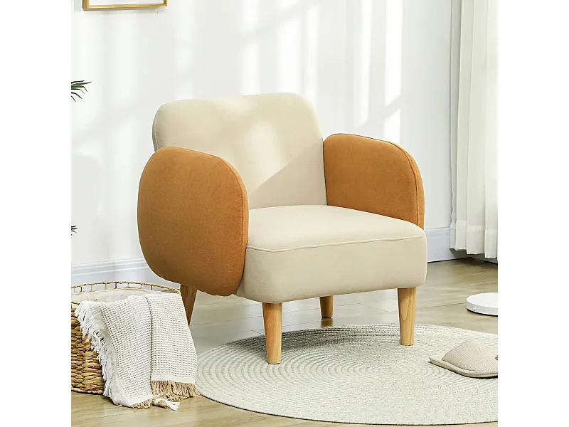 Poltrona Fluffy em Veludo Bege e Ocre - Conforto e Estilo Moderno para Sua Casa
