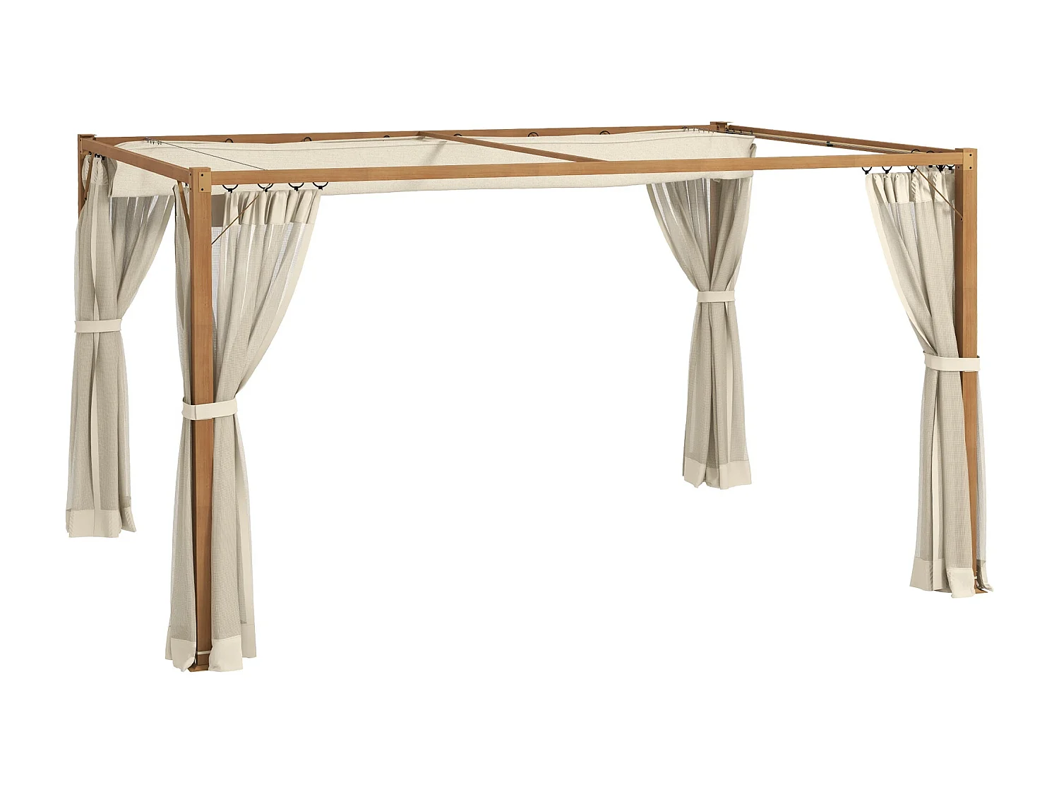 Pérgola Nancy Outsunny retráctil + mosquiteras natural 225x397x297 cm