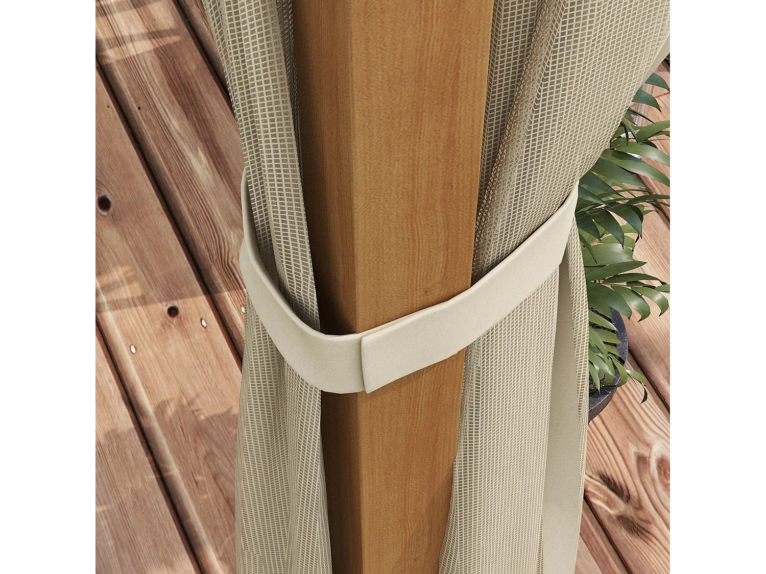 Pérgola Nancy Outsunny retráctil + mosquiteras natural 225x397x297 cm