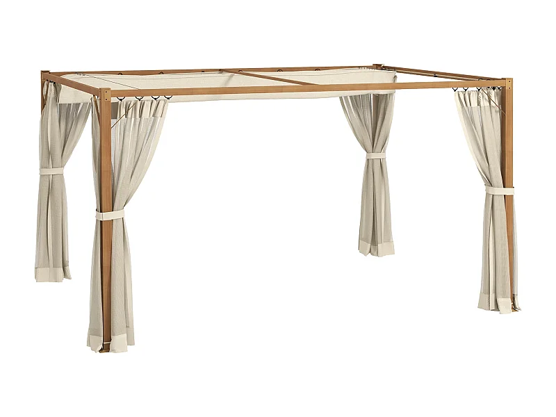 Pérgola Nancy Outsunny retráctil + mosquiteras natural 225x397x297 cm