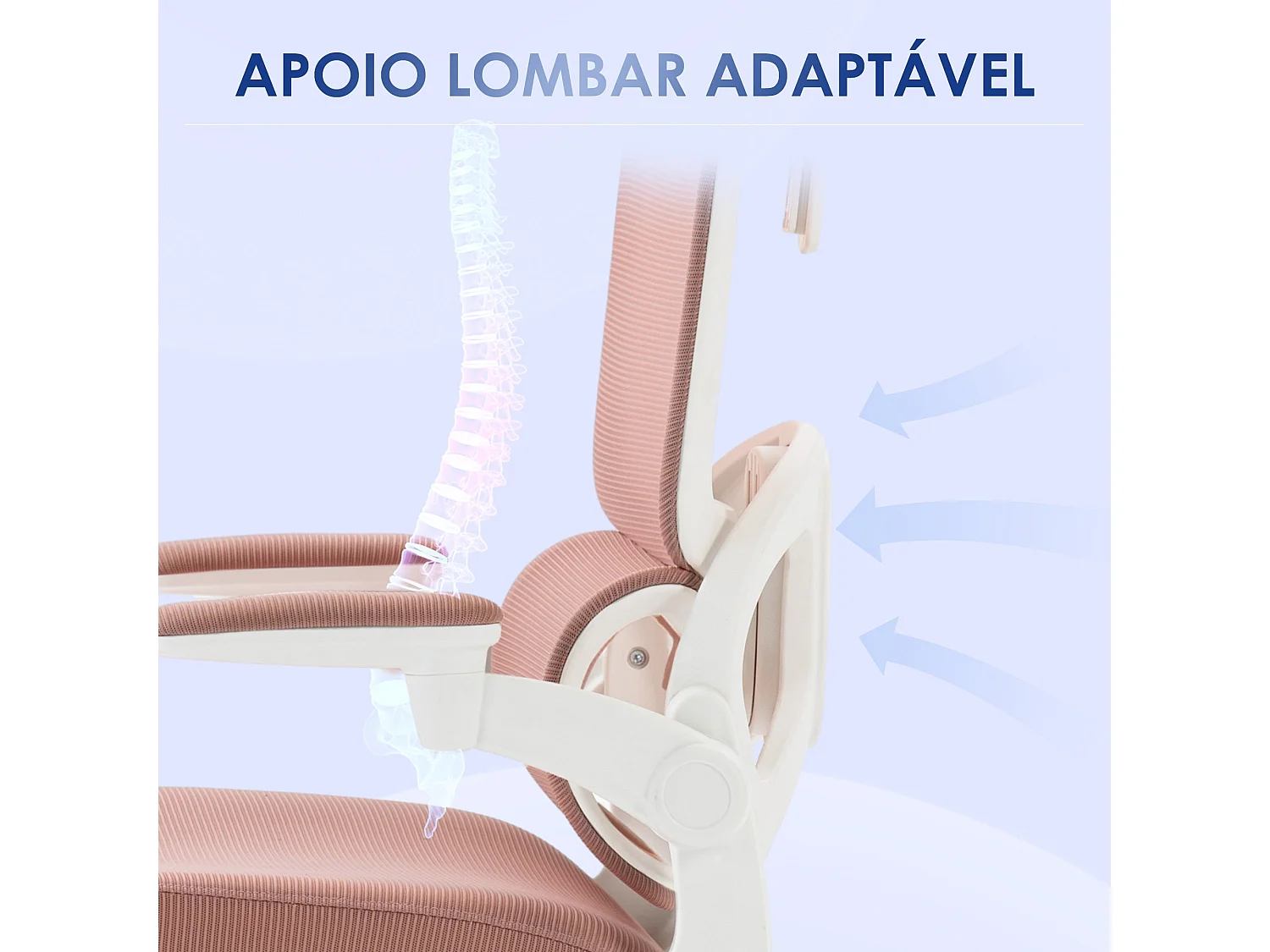Cadeira de Escritório Vinsetto Rosa com Encosto Alto e Apoio de Cabeça Ajustável
