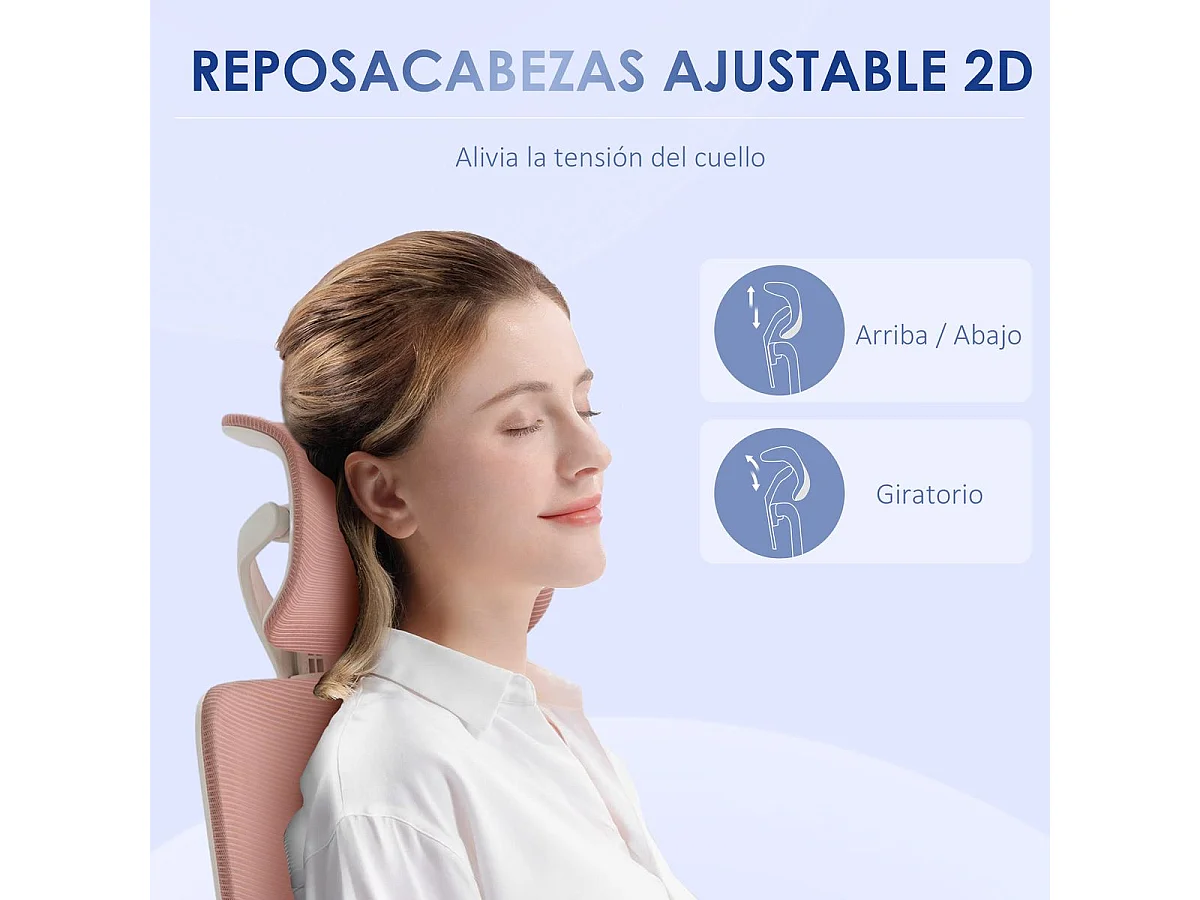 Cadeira de Escritório Vinsetto Rosa com Encosto Alto e Apoio de Cabeça Ajustável